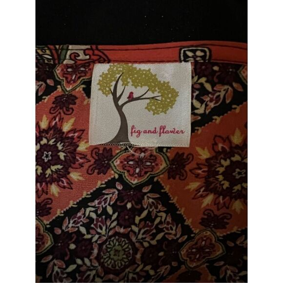 Fig and Flower Anthropologie silky V-Neck Earth Tone 3/4 Sleeve Tunic M - Picture 6 of 6